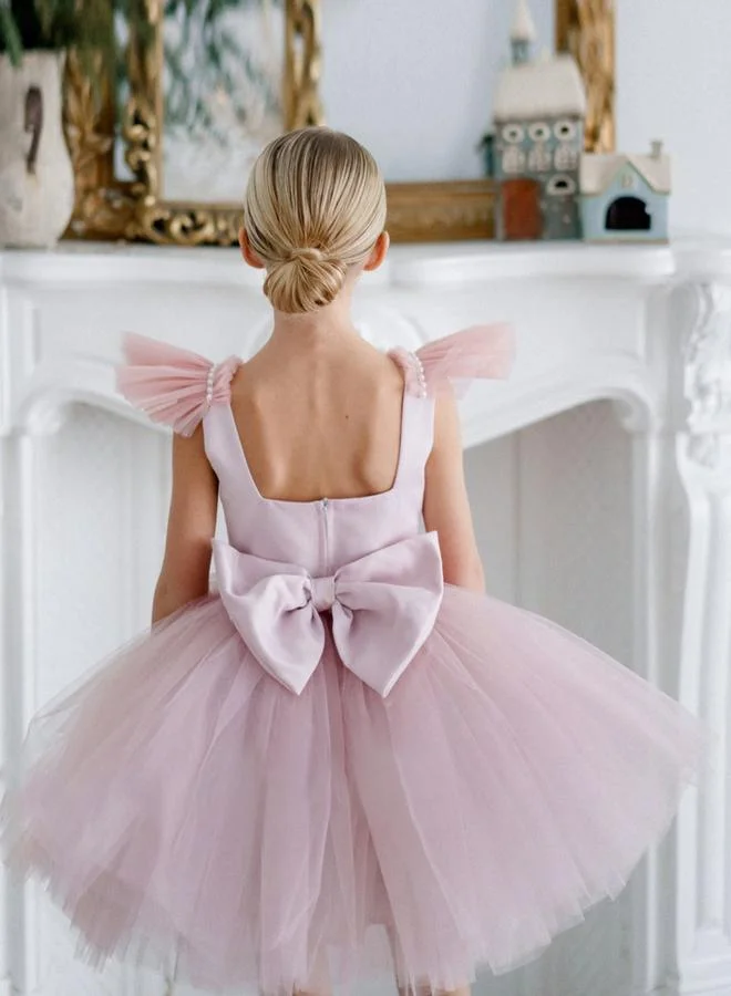 Take Two Girls Pink Tulle Sleeveless Mini Dress with Tail